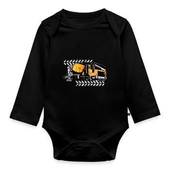 Cement Mixer Truck Construction Truck Construction Site Trucker - Organic Longsleeve Baby Bodysuit - black - Front