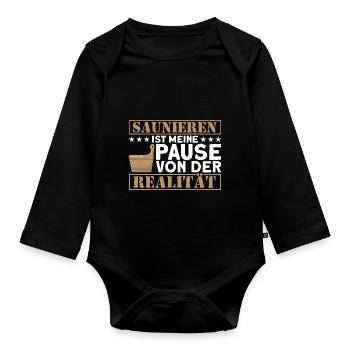 Saunagänger Sauna Aufguss Sauna Geschenk - Baby Bio-Langarm-Body - Schwarz - Vorne