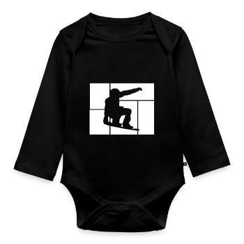 Snowboard Snowboarder - Baby Bio-Langarm-Body - Schwarz - Vorne