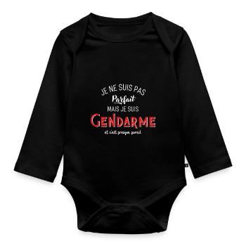 pas parfait mais gendarme - Body Bébé bio manches longues - noir - Devant