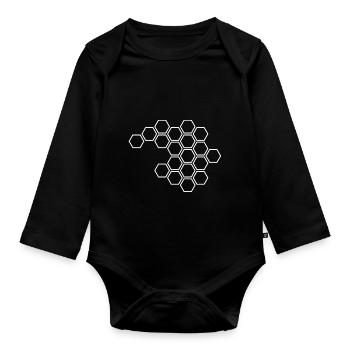 Hexagons weiß - Baby Bio-Langarm-Body - Schwarz - Vorne