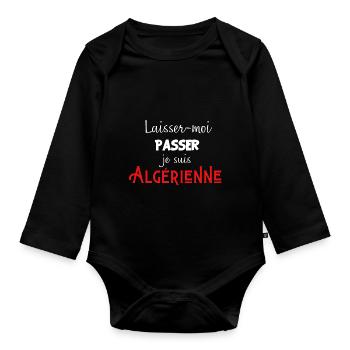 laisse-moi passer je suis algérienne - Body Bébé bio manches longues - noir - Devant