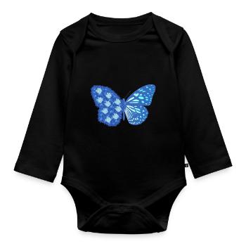 Flowering butterfly - Organic Longsleeve Baby Bodysuit - black - Front