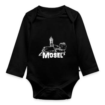 Mein Mosel Logo weiß - Baby Bio-Langarm-Body - Schwarz - Vorne