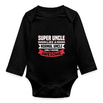 Uncle Brother Uncle Gift - Organic Longsleeve Baby Bodysuit - black - Front