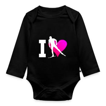 Men's Cross Country Skating Women Cross-Country Classic - Organic Longsleeve Baby Bodysuit - black - Front