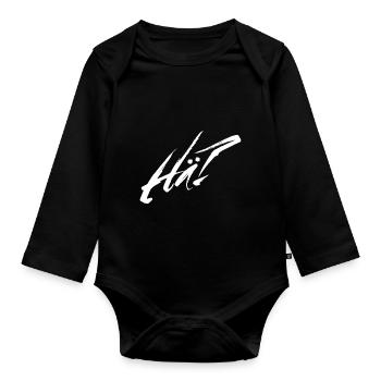 Hä? Lustiger Spruch Geschenkidee - Baby Bio-Langarm-Body - Schwarz - Vorne
