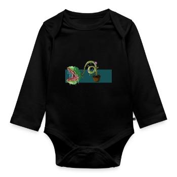 fleischfressende pflanze - Baby Bio-Langarm-Body - Schwarz - Vorne