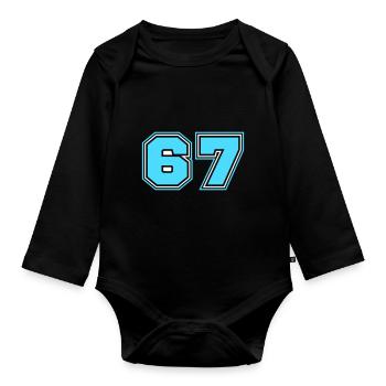 67 Number number - Organic Longsleeve Baby Bodysuit - black - Front