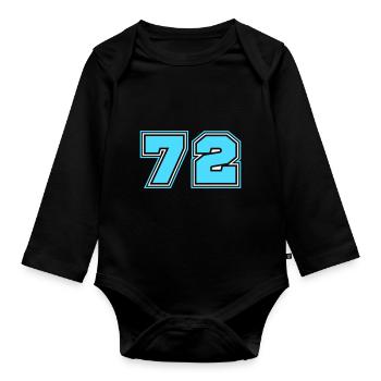 72 Zahl nummer - Baby Bio-Langarm-Body - Schwarz - Vorne