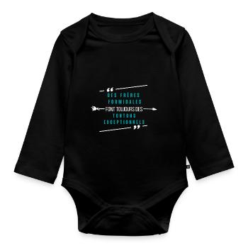 les frères formidables font toujours des tontons - Body Bébé bio manches longues - noir - Devant