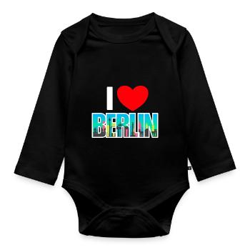 I love berlin - Baby Bio-Langarm-Body - Schwarz - Vorne