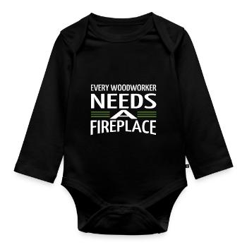 chop wood arboriculture woodworker - Organic Longsleeve Baby Bodysuit - black - Front