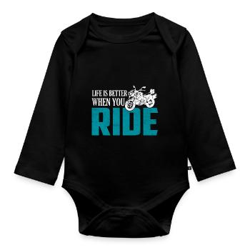 Life Is Better When You Ride Biker Motorcycle - Baby Bio-Langarm-Body - Schwarz - Vorne