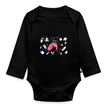 Plastic Stop - Organic Longsleeve Baby Bodysuit - black - Front