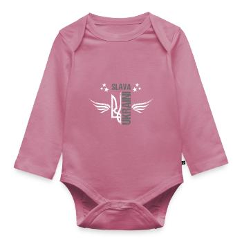 Ukraine Glory and Honor - Organic Longsleeve Baby Bodysuit - mauve - Front