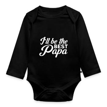 Meilleur papa Père Papa Papa - Body Bébé bio manches longues - noir - Devant