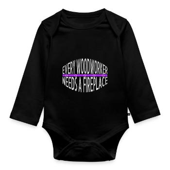 Happy Christmas Tree Sayings Christmas Pajama - Organic Longsleeve Baby Bodysuit - black - Front