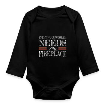 tshirts charpentier funshirt cadeau charpentier - Body Bébé bio manches longues - noir - Devant