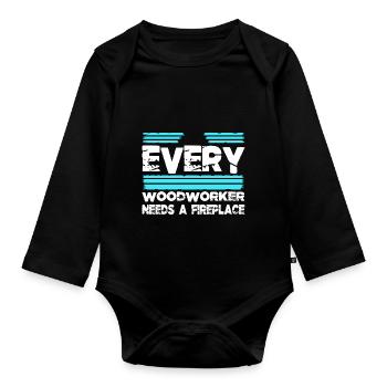 funny carpenter quotes hobbyists mason bday cool - Organic Longsleeve Baby Bodysuit - black - Front
