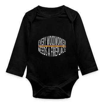 birthday present idea carpenter work tshirts - Organic Longsleeve Baby Bodysuit - black - Front