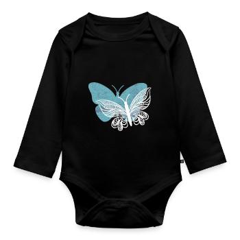 J’adore le papillon - Body Bébé bio manches longues - noir - Devant