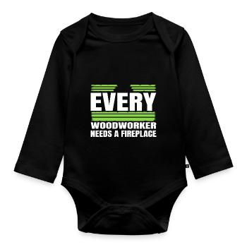 funshirt birthday present funny carpenter - Organic Longsleeve Baby Bodysuit - black - Front