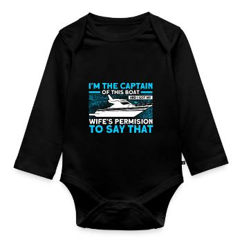 Femme Capitaine de bateau Capitaines - Body Bébé bio manches longues - noir - Devant