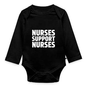 Krankenschwestern unterstützen Krankenschwestern - Baby Bio-Langarm-Body - Schwarz - Vorne