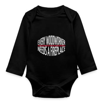 cool logging lumberjackwoodworking - Baby Bio-Langarm-Body - Schwarz - Vorne