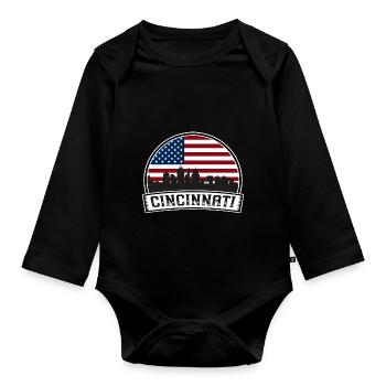 Cincinnati - Organic Longsleeve Baby Bodysuit - black - Front