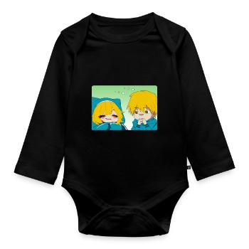 Garçon regardant sa petite amie - Body Bébé bio manches longues - noir - Devant