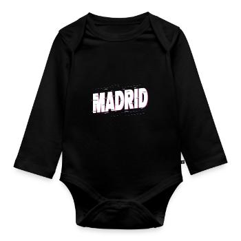 Madrid Espagne Ville Écriture Maison de vacances Amour - Body Bébé bio manches longues - noir - Devant