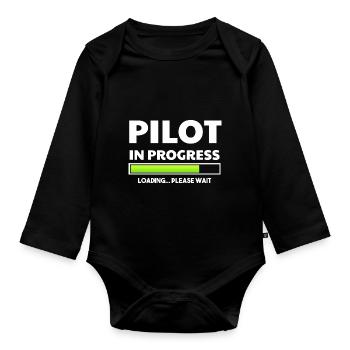 Airplane Pilot Flying Training I Gift - Organic Longsleeve Baby Bodysuit - black - Front
