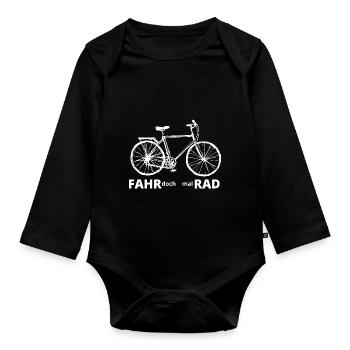 Fahr doch mal Rad - Baby Bio-Langarm-Body - Schwarz - Vorne
