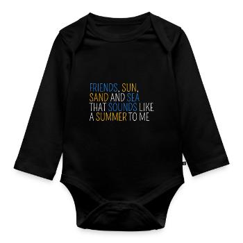 Amis, soleil, sable et mer, c’est l’été - Body Bébé bio manches longues - noir - Devant