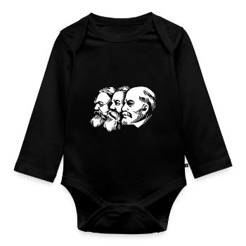 marx engels lenin heads statues communism sickle - Organic Longsleeve Baby Bodysuit - black - Front