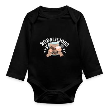 Optimistic - Cheerful Positive - Organic Longsleeve Baby Bodysuit - black - Front