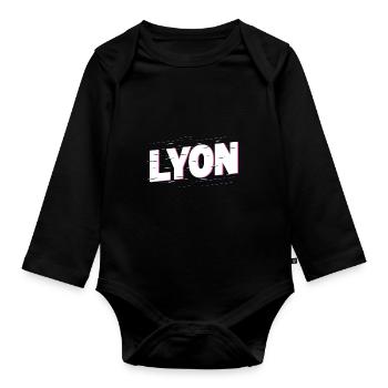 Lyon France Ville Ecriture Accueil Amour - Body Bébé bio manches longues - noir - Devant