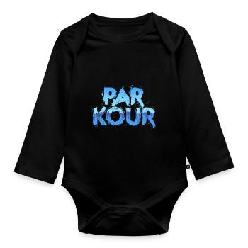 Parkour Freerunning Traceur - Baby Bio-Langarm-Body - Schwarz - Vorne