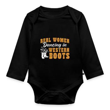 Danse en ligne Bottes Cowboy Western Dancing - Body Bébé bio manches longues - noir - Devant