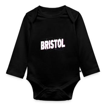 Bristol England UK Stadt Schrift Heimat Liebe - Baby Bio-Langarm-Body - Schwarz - Vorne