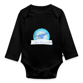 Blauwal - Baby Bio-Langarm-Body - Schwarz - Vorne