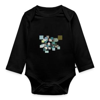 Psychedelic cubes - Organic Longsleeve Baby Bodysuit - black - Front
