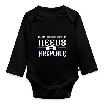 quote tree sayings logging - Organic Longsleeve Baby Bodysuit - black - Front