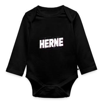 Herne Germany City Writing Home Love - Organic Longsleeve Baby Bodysuit - black - Front