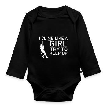 climbing - Organic Longsleeve Baby Bodysuit - black - Front