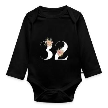 32nd Anniversary Flowers (Gift of 32 years) - Organic Longsleeve Baby Bodysuit - black - Front