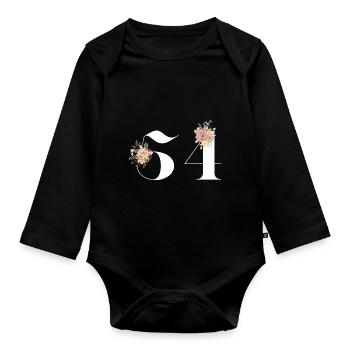 54th Anniversary flowers (Gift of 54 years) - Organic Longsleeve Baby Bodysuit - black - Front