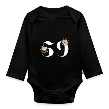 59th Anniversary Flowers (Gift of 59 years) - Organic Longsleeve Baby Bodysuit - black - Front